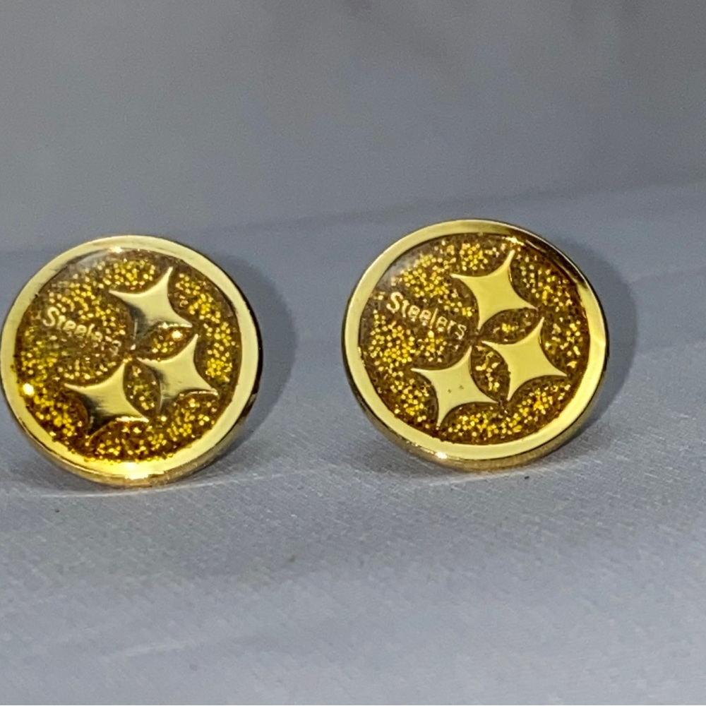 Gold tone glitter Pittsburgh Steelers post earings